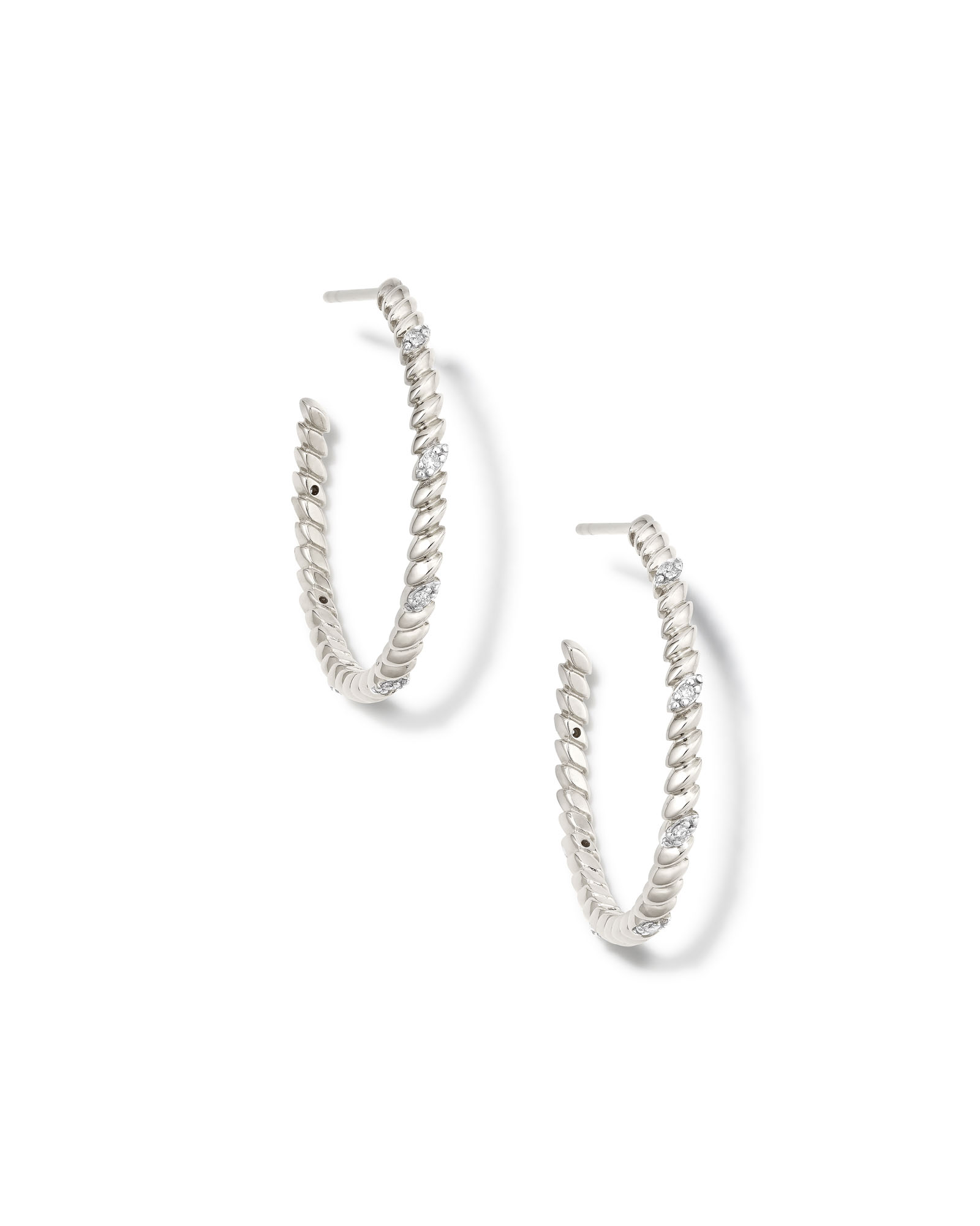 Tyler 14k White Gold Hoop Earrings in White Diamond | Kendra Scott